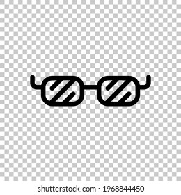 Square glasses, simple icon. Black editable linear symbol on transparent background