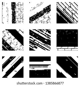 Square Glitch overlay texture. Grunge glitched overlay background. EPS10 vector.