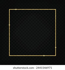 Square glitter gold frame border illustration for web, card, social post, isolated.	