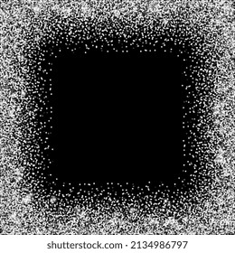 Square glitter silver frame with sparkles. Vector illustration