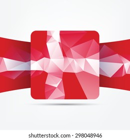 Square glossy icon with national flag of Denmark on white background