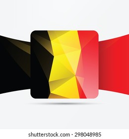 Square glossy icon with national flag of Belgium on white background