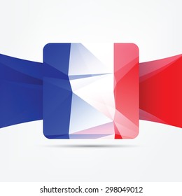 Square glossy icon with national flag of France on white background