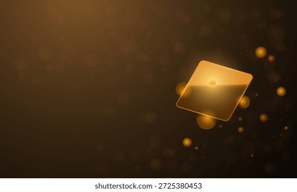 Un Botón cuadrado brillante entre bokeh sobre un fondo oscuro