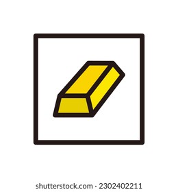 Icono cuadrado de la barra de oro. Bares de oro. Vector.