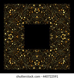 Square gold curl vector frame
