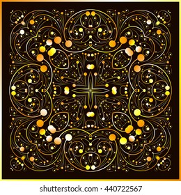 Square gold curl vector pattern