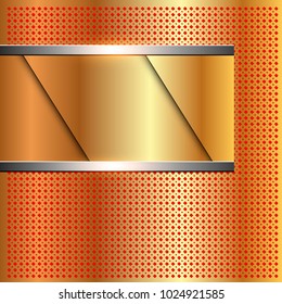 Square gold dots metallic Background with rectangle banner