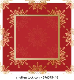 Square Gold Floral Frame Red