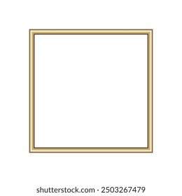 Square gold frame. Isolated luxury square golden border. Gold square frame mockup design element. Vector illustration.