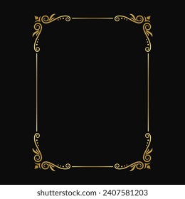 Marco de oro cuadrado con diseño vectorial adorno