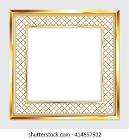 Square gold frame for pictures and images.