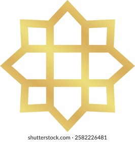 Square Gold Gradient Minimalist Islamic Geometric Pattern Star Frame for Ramadan and Eid Events