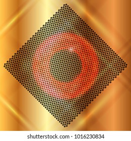 The square gold metallic background with dots pattern and red blurred ring
