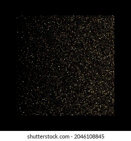 Cuadrado de polvo dorado vectorial confetti sobre fondo negro, elemento de diseño