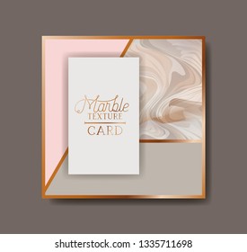 square golden frame marble texture