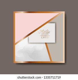 square golden frame marble texture