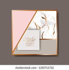 square golden frame marble texture