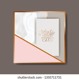 square golden frame marble texture