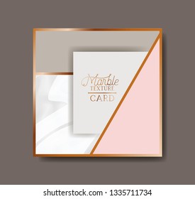 square golden frame marble texture