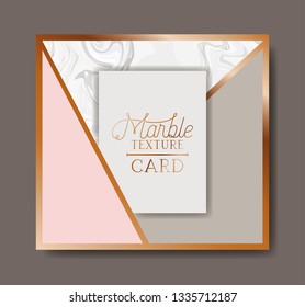 square golden frame marble texture