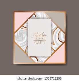 square golden frame marble texture
