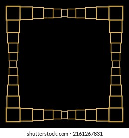 Square Golden Frame on The Black Background