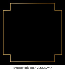 Square Golden Frame on The Black Background