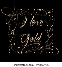 Square golden frame on black background. Luxury vintage border, Label, logo design element.