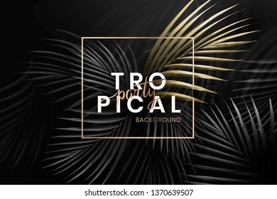 Square golden frame on a tropical background vector