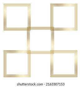 Square Golden Frame on The White Background