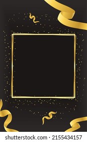 square golden frame and ribbons