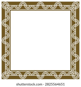 Square golden frame with a zigzag vintage ornament. Vector illustration