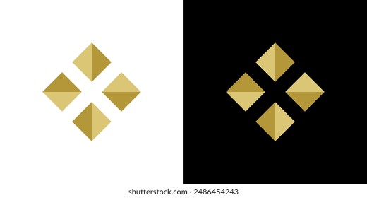 Square golden gold icon background logo vector abstract luxury element