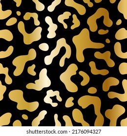 Square golden leopard seamless pattern. Gold spots on a black background.
Golden vector pattern