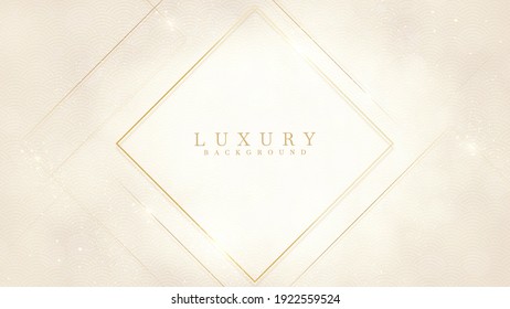 Square Golden Line Luxury Background On Cream Color.