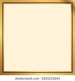 Square Golden Photo Frame. Gold Picture Frame
