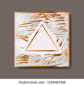 square golden with victorian frame marble texture