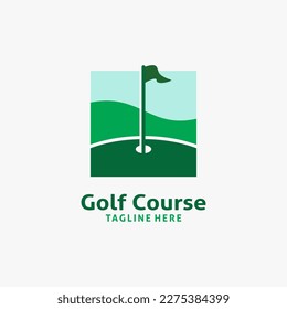 Square golf course for golf logo design