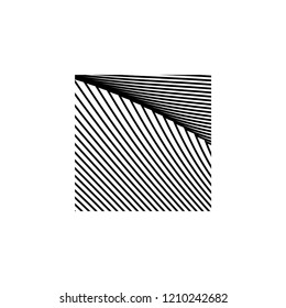 square with gradation of lines showing an edge in black and white vector