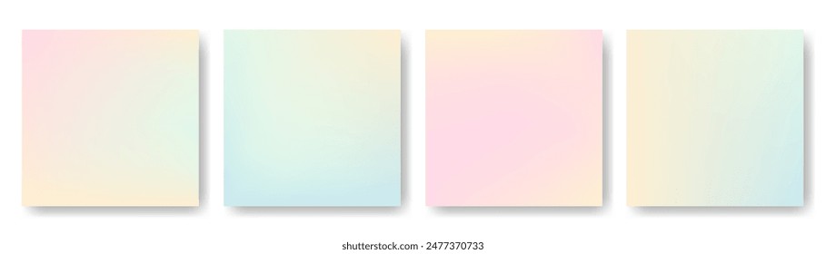 Square Gradient backgrounds set. Pastel colors covers for social media, poster, banner, card design. Summer, spring soft light modern illustration