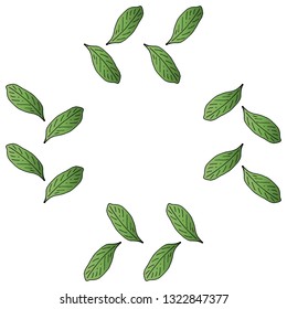  Square with gradient dark green  leaf pattern. Vector on white background for your design. 