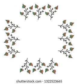  Square with a gradient green-orange leaves. Vector on white background for your design. 