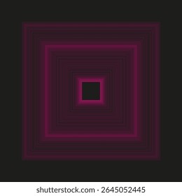 Ícone de gradiente quadrado. Brilho roxo rosa. Forma concêntrica em camadas. Ilusão de profundidade de vetor.