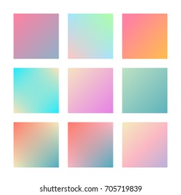 Square gradient set with modern abstract backgrounds. Colorful fluid covers for calendar, brochure, invitation, cards. Trendy soft color. Template with square gradient set for screens and mobile app
