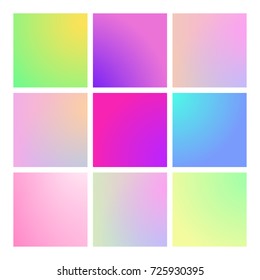 Square gradient set with modern abstract backgrounds. Colorful fluid cover for poster, banner, flyer and presentation. Trendy soft color. Template with square gradient set for screens and mobile app