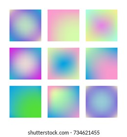 Square gradient set with modern abstract backgrounds. Colorful fluid covers for calendar, brochure, invitation, cards. Trendy soft color. Template with square gradient set for screens and mobile app