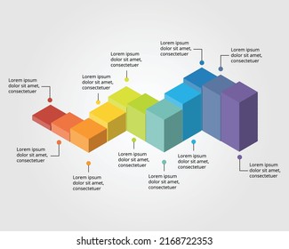 square graph chart template for infographic for presentation for 11 element