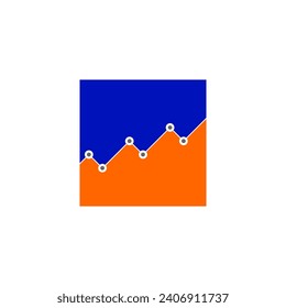 Square Graph diagram logo design blue orange color