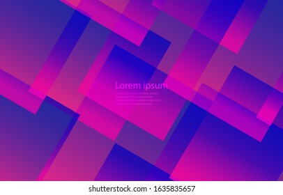 Square graphic, abstract gradation on a classic blue and Fluorescent pink  background with copy space. card. Poster. elements design for presentation background.